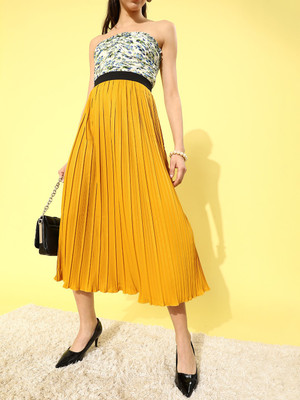 KASSUALLY Solid Women A-line Yellow Skirt