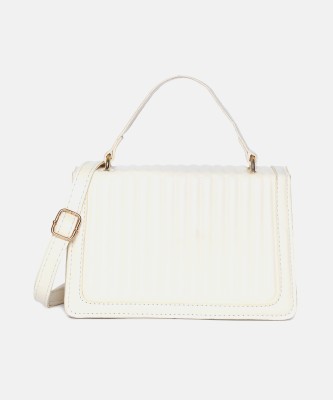 Haute Sauce White Sling Bag Textured Sling Bag with Magnet Lock