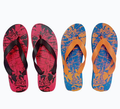 Right Steps Men Flip Flops(Red , 9)