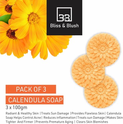 BLISS & BLUSH Calendula Nourishing Bathing Moisturized Soap Men/ Women Skin Glow (Pack of 3)(3 x 100 g)