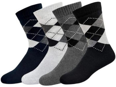 FOXSTON Men Solid Mid-Calf/Crew(Pack of 4)