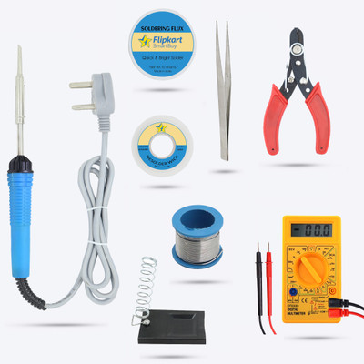 Flipkart SmartBuy SB41M1 Electric 8in1 Soldering Iron Tools Combo Kit Set with Digital Multimeter 25 W Simple(Flat Tip)