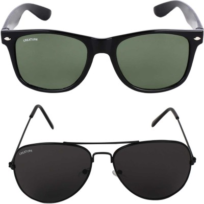 CREATURE Wayfarer, Aviator Sunglasses(For Men & Women, Green, Black)