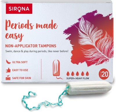 Sirona Super Plus Heavy Flow Tampon | Non-Applicator Tampons - 20 Pieces Tampons(Pack of 20)
