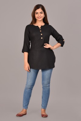 BADTHUNIA FAB Casual Solid Women Black Top