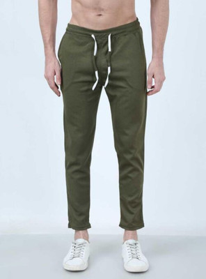 Satsukrat Solid Men Green Track Pants