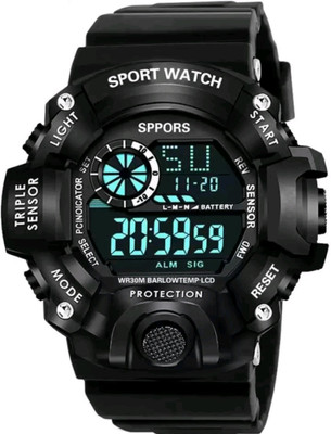 BMCOLLECTION SHCOK PU Belt LED Light Digital Watch  - For Boys