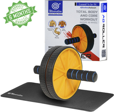 Wearslim Professional Non-Slip Handles Double Wheel Ab Roller with Knee Mat Ab Exerciser(Yellow, Black)