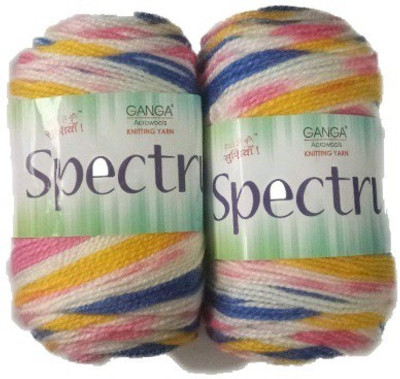 JEFFY Ganga Spectrum Wool Hand Knitting Yarn Multi Colour Shade no 813103 500GMS