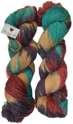 JEFFY GANGA Glowing Star Printed Hand Knitting Yarn (Multi Camel Blue) (Hanks-500gms)