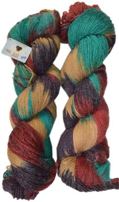 JEFFY GANGA Glowing Star Printed Hand Knitting Yarn (Multi Camel Blue) (Hanks-200gms)