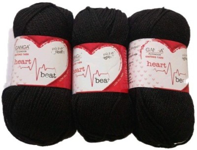 JEFFY Ganga Heart Beat Colour Black Shade no.490124 Soft Shaded Acrylic Yarn 600gms