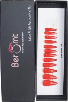 BEROMT PREMIUM GLOSSY NAILS - 419 red(Pack of 12)