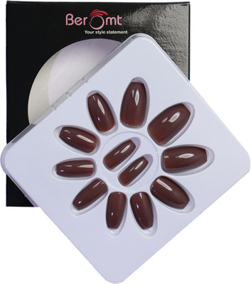 BEROMT PREMIUM GLOSSY NAILS - 350 Brown(Pack of 12)