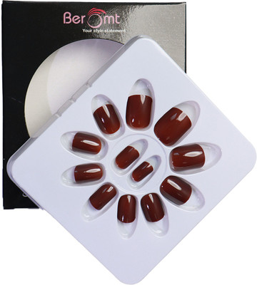 BEROMT PREMIUM GLOSSY NAILS - 374 Red(Pack of 12)