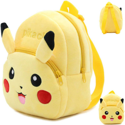 Murliwala kids Picnic Plush Backpack Stuffed Toy in School/pikachu bag School Bag(Yellow, 10 L)