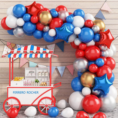 R G ACCESSORIES Solid 56 pcs circus theme party decoration balloon garland kit Balloon(Blue, Red, White, Gold, Silver, Pack of 56)