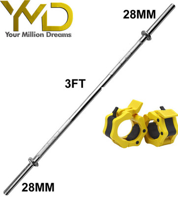 YMD 3FT Straight 28mm weightlifting rod With Barbell Clamps Weight Lifting Bar