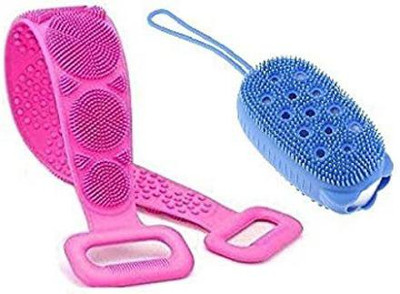 KRAZE Body Brush Silicone Soft Cleaning Bath Brush & Back Scrubber Belt(Pack of 2)