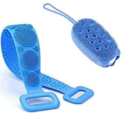 Shreejee Body Brush Silicone Soft Cleaning Bath Brush & Back Scrubber Belt(Pack of 2)