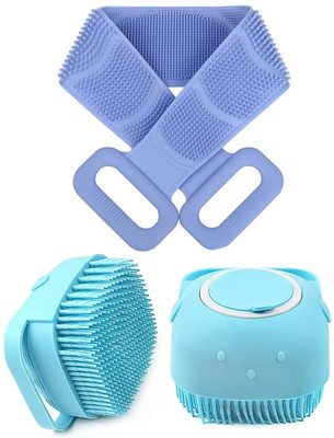 KRAZE Body Brush Silicone Soft Cleaning Bath Brush & Back Scrubber Belt(Pack of 2)