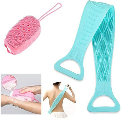 KRAZE Body Brush Silicone Soft Cleaning Bath Brush & Back Scrubber Belt(Pack of 2)