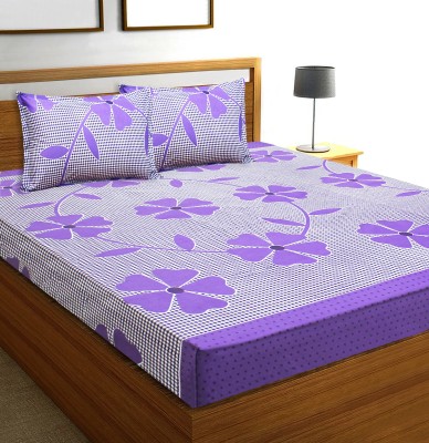Flipkart SmartBuy 120 TC Cotton Double Floral Flat Bedsheet(Pack of 1, Purple)