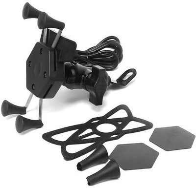 Wifton USB Charging Port for Bike Rear View Mirror Cradle Bike Mobile Holder(Black)