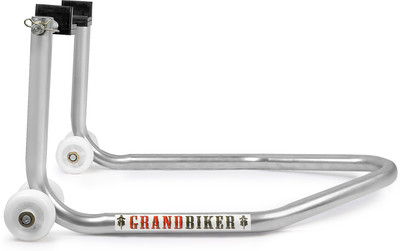 Grandbiker Rear Paddock Stand with Swing Arm Rest Silver Bike Storage Stand(Floor Mount)