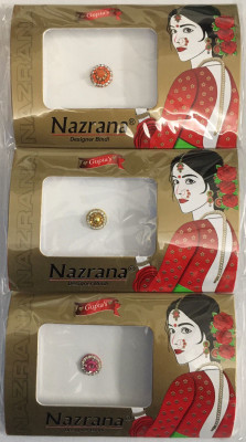 Nazrana FULL MOON ROUND CENTER OF FACE HEAD Orange, Gold, Pink Bindis(ROUND)