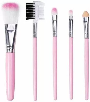 SQUARED Mini Pink Makeup Brush Eyeshadow Foundation Eyebrow Lip Makeup (pack of 5)(Pack of 5)