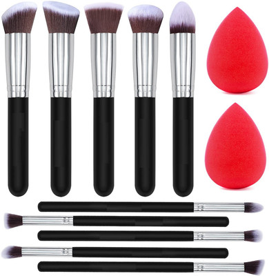 Gonegal Makeup Brushes Sets Premium Synthetic (10+ Blender Black/Silver)(Pack of 11)