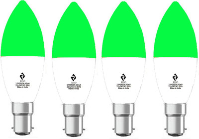 rino 2.5 W Basic Standard B22 LED Bulb(Green, Pack of 4)