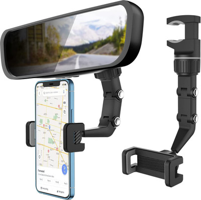 TECHGEAR Phone Holder for Car Multifunctional Rearview Mirror Phone Holder Mobile Holder