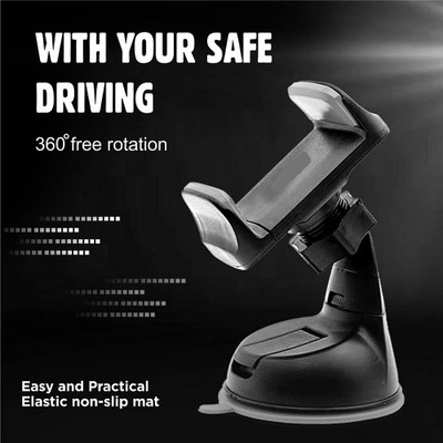 RHONNIUM Car Mobile Holder for Dashboard, Windshield(Grey, Black)