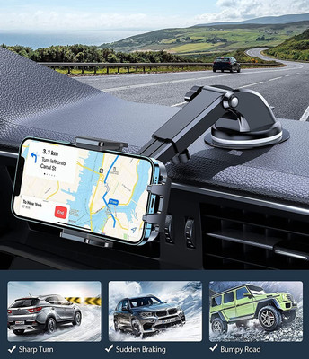 RHONNIUM Car Mobile Holder for Windshield, Clip(Black)