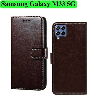 Wynhard Flip Cover for Samsung Galaxy M33 5G(Brown, Grip Case, Pack of: 1)