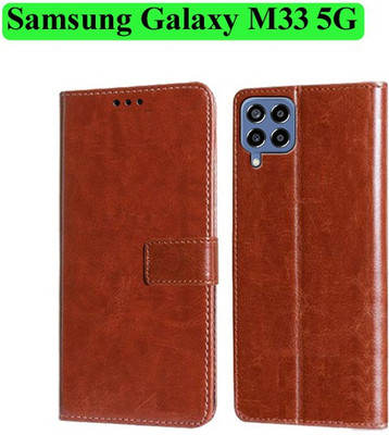 Wynhard Flip Cover for Samsung Galaxy M33 5G(Brown, Grip Case, Pack of: 1)