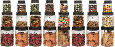 KUBER INDUSTRIES Plastic Utility Container  - 200 ml, 500 ml, 1000 ml(Pack of 24, Clear)