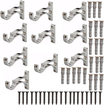 Gagan Silver, White Rod Rail Bracket, Curtain Knobs Metal(Pack of 10)