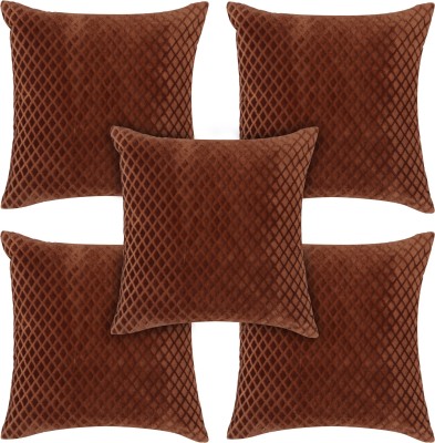 MONKDECOR Velvet Cushions Cover(Pack of 5, 60 cm*60 cm, Brown)