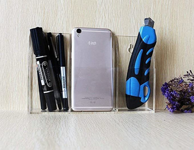 SMKT 3 Compartments Tv, Air-Conditioner Remote Holder |Organizer Stand Multi Purpose Transparent Acrylic Remote Stand Orgnaiser(Clear)