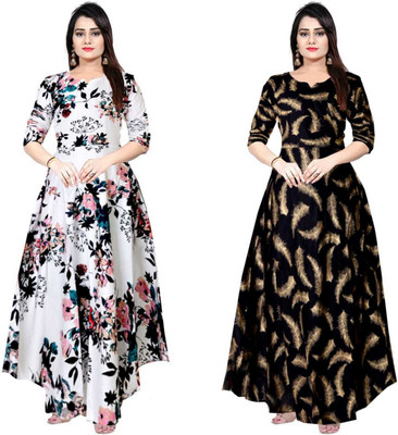 Sarthak Creation Women Maxi Multicolor Full Length Dress