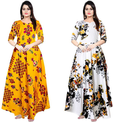 Sarthak Creation Women Maxi Multicolor Full Length Dress