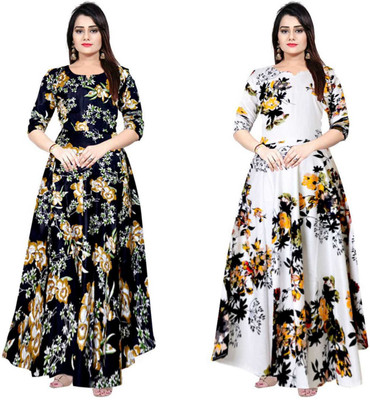 Sarthak Creation Women Maxi Multicolor Full Length Dress