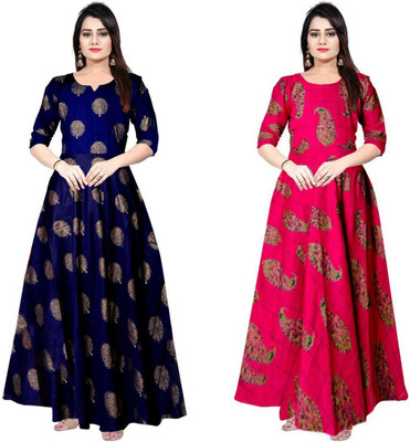 Sarthak Creation Women Maxi Multicolor Full Length Dress