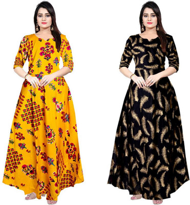 Sarthak Creation Women Maxi Multicolor Full Length Dress