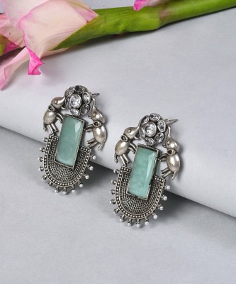 SOHI Silver Plated Designer Stone Earrings Brass Stud Earring