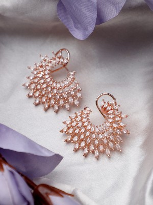 CARDINAL Rose Gold Polish American Diamond Earrings Set Brass Earring Set