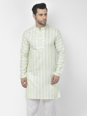 DEYANN Men Striped Straight Kurta(Light Green)